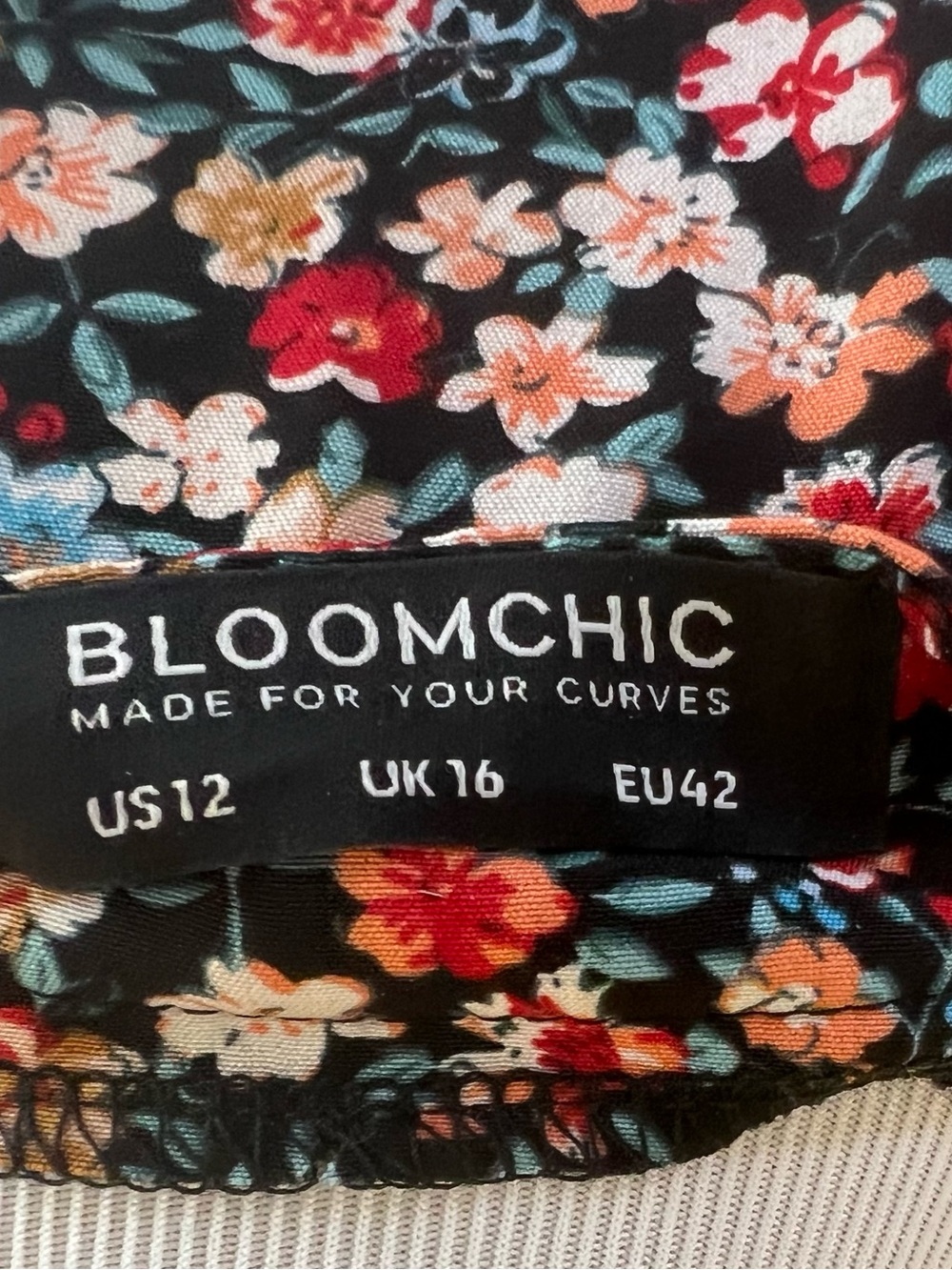 BloomChic- Floral Midi Dress in Black with Pink & Cream Blooms - Picture 6 of 6